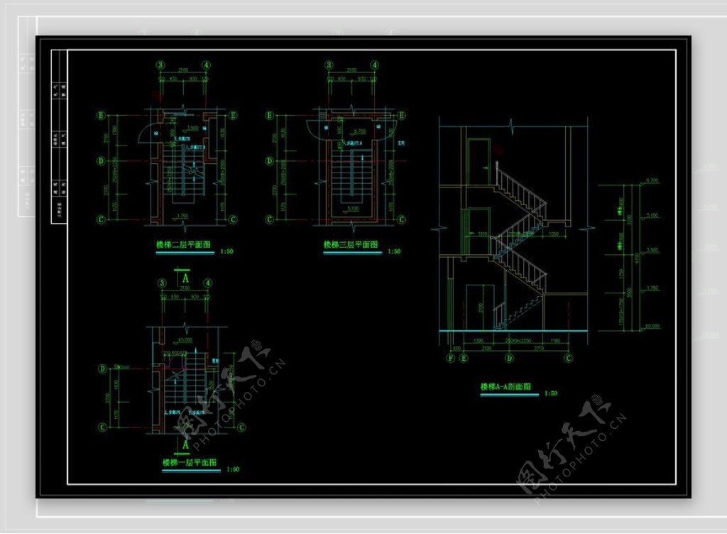 楼梯大样cad建筑图纸