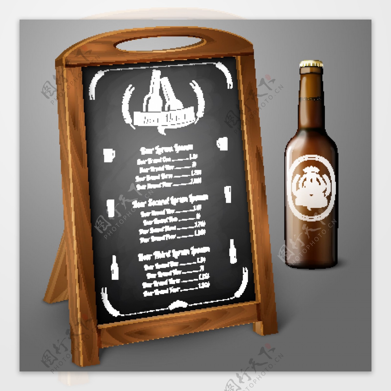 黑板酒水单和啤酒设计矢量素材