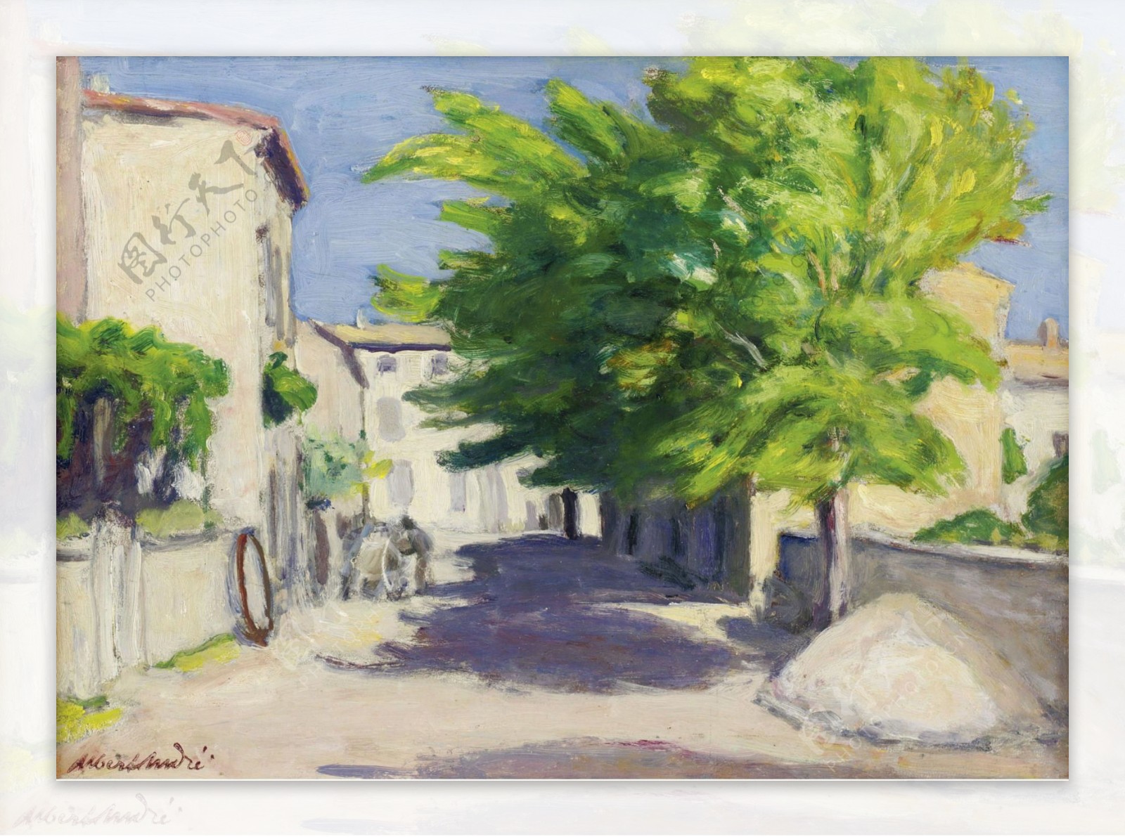 AlbertAndreVillageStreetinProvence画家风景画静物油画建筑油画装饰画