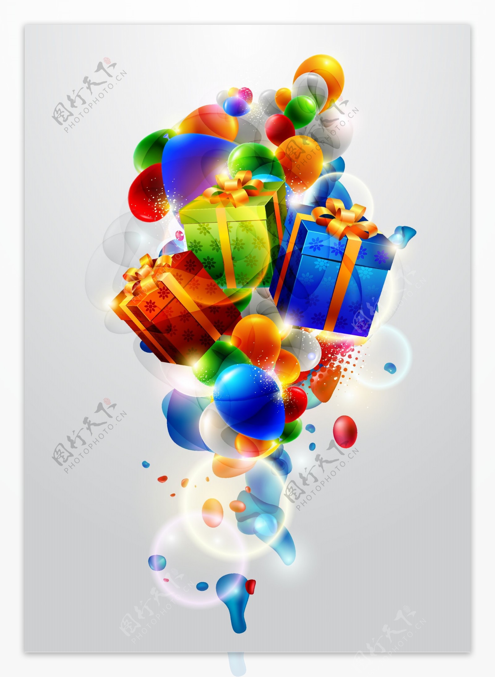 彩色缤纷气球礼物矢量素材
