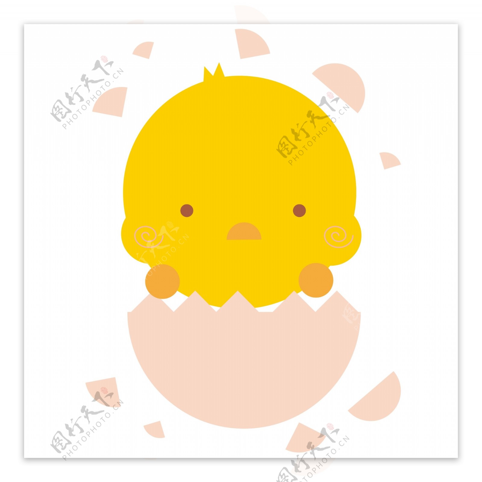 印花矢量图婴童卡通动物小鸡蛋壳免费素材