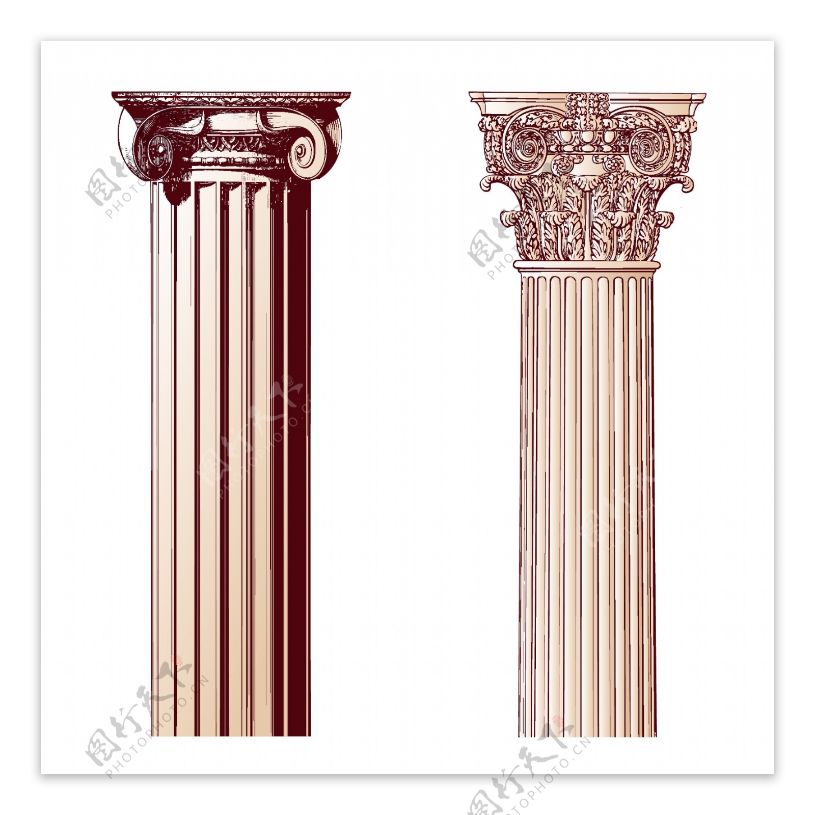 罗马柱头图案图片