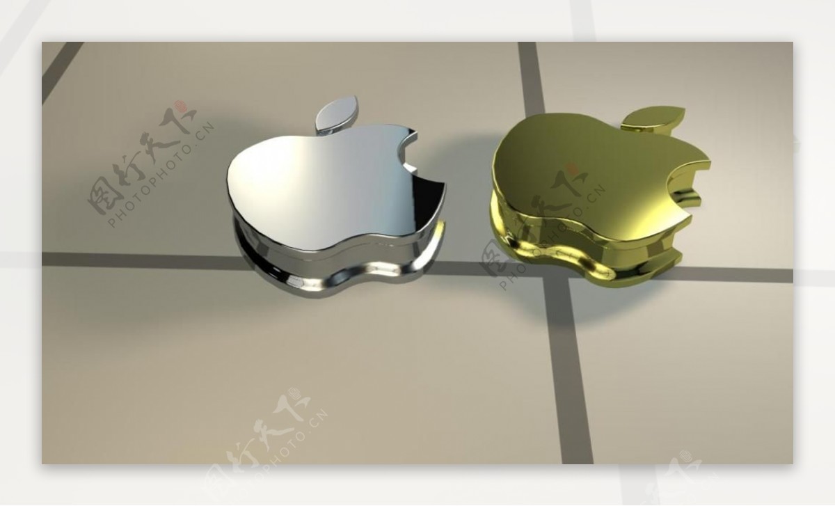 金属质感土豪金高端银苹果logo