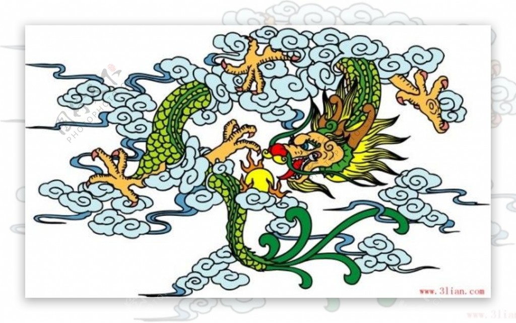 矢量中国传统龙纹素材