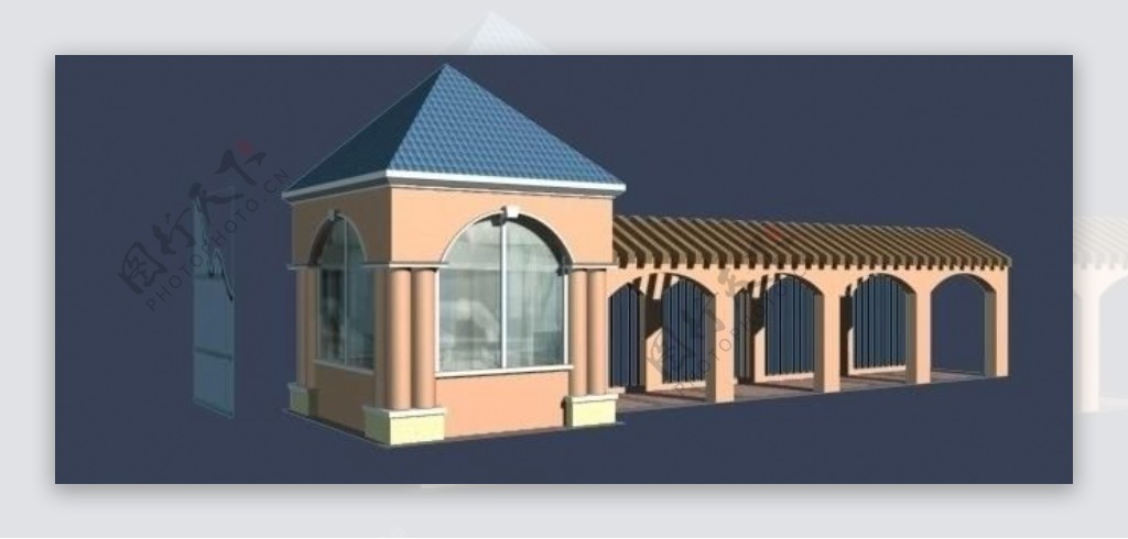 模型建筑max入口大门图片