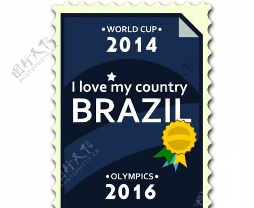 巴西奥运会和世界杯邮票矢量图像