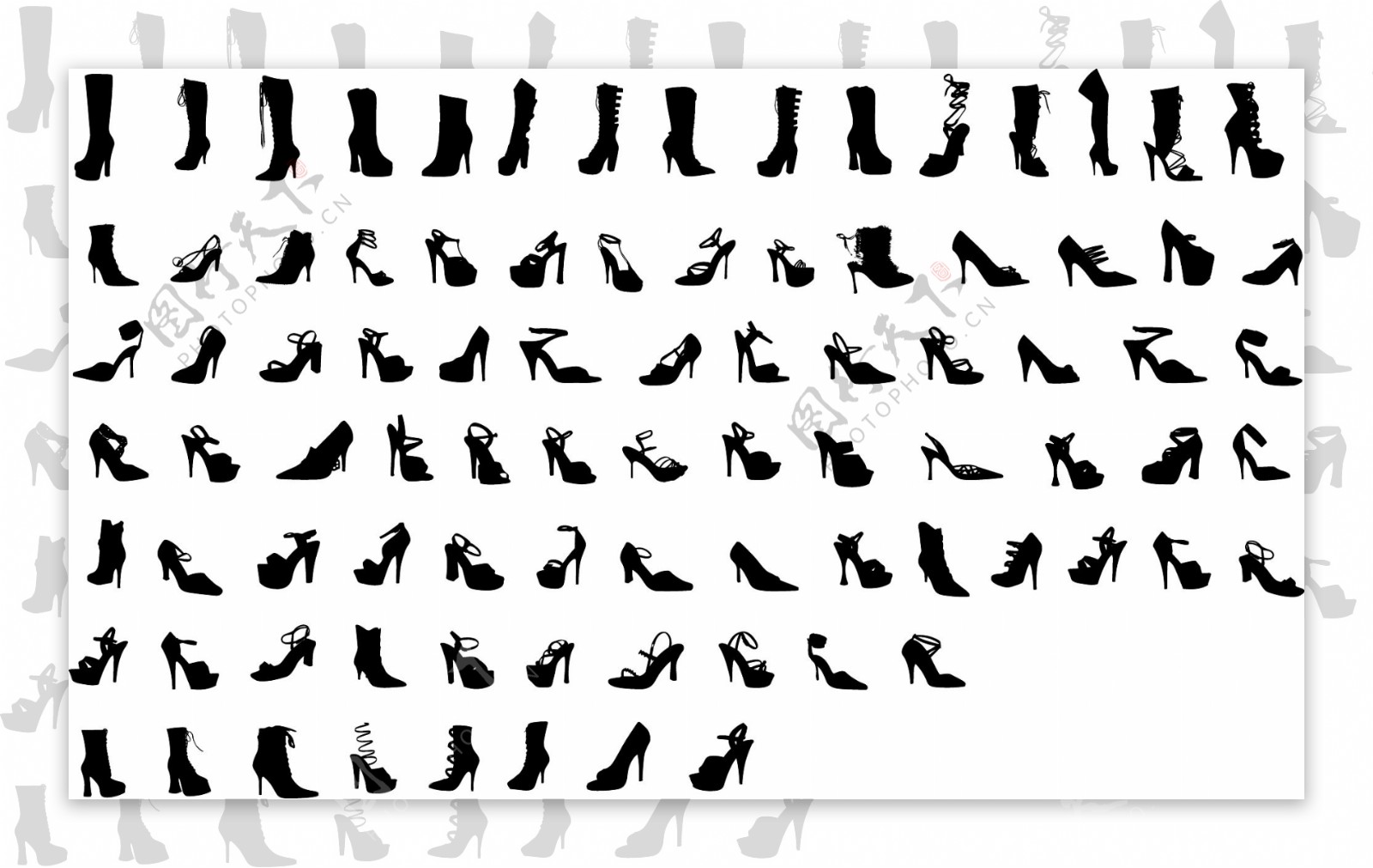 黑色和白色的设计元素矢量素材17女鞋轮廓