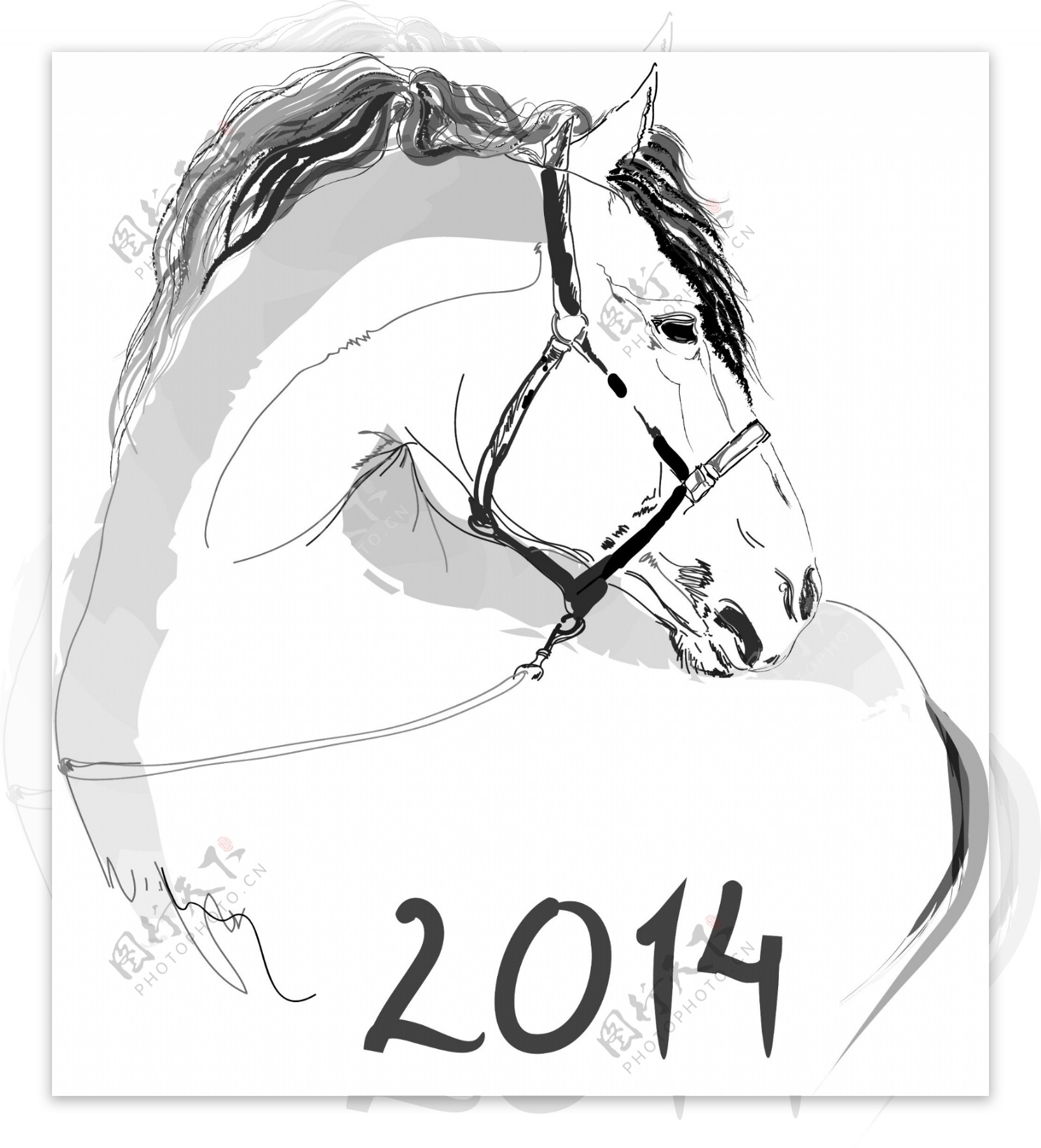 创意2014匹马的矢量图形01