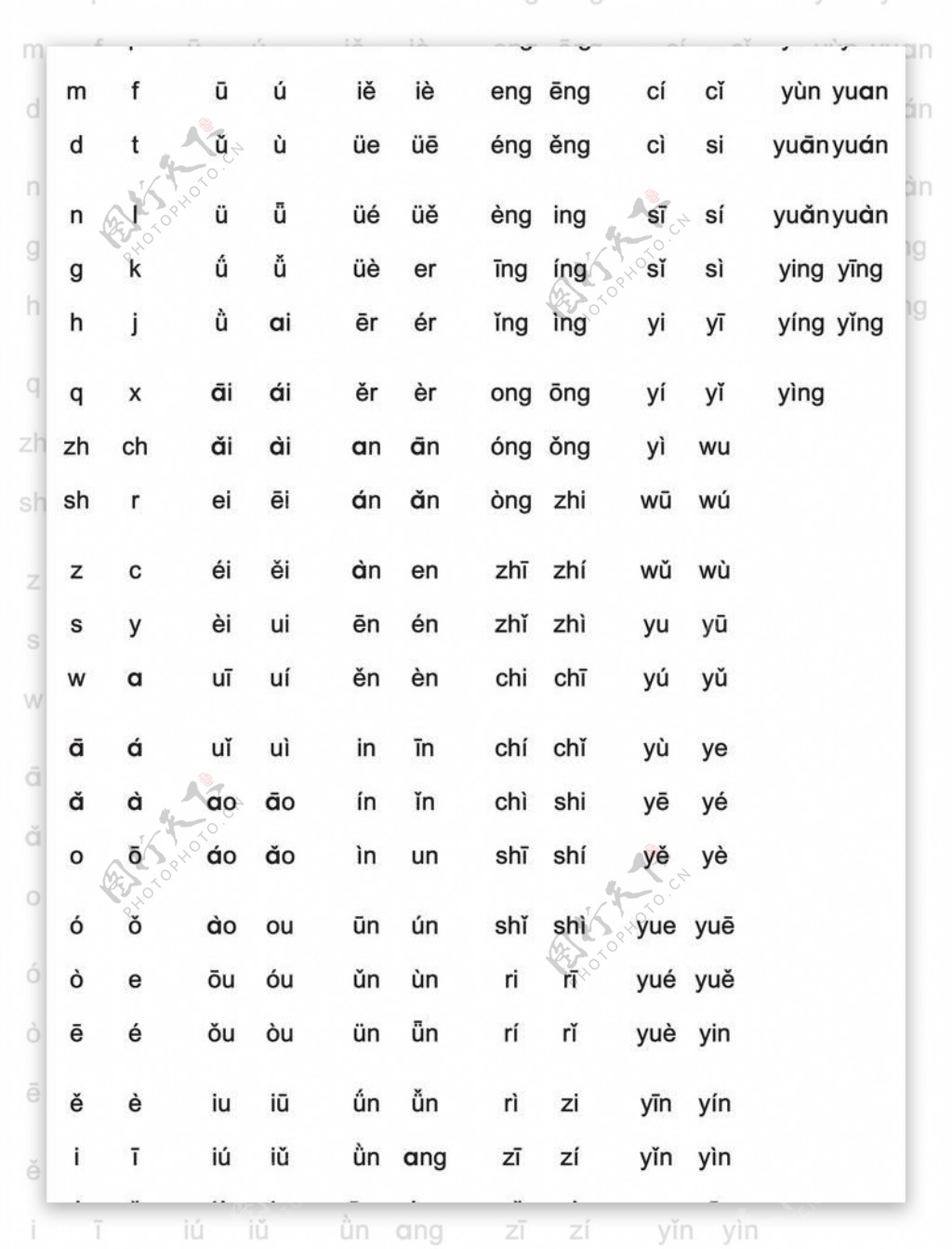 汉语拼音表识字卡大全图片