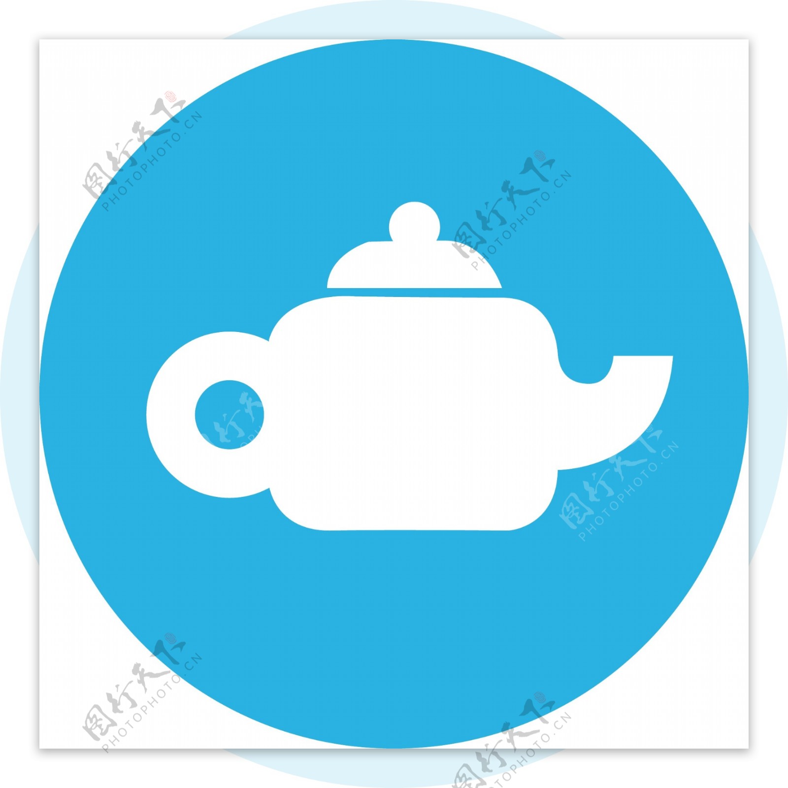 蓝色茶壶图标素材
