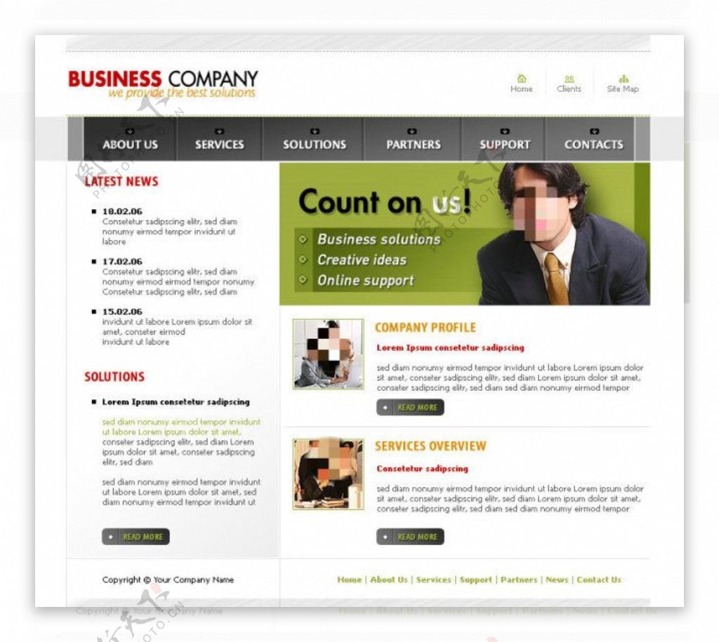 简洁商务企业网站psd模板
