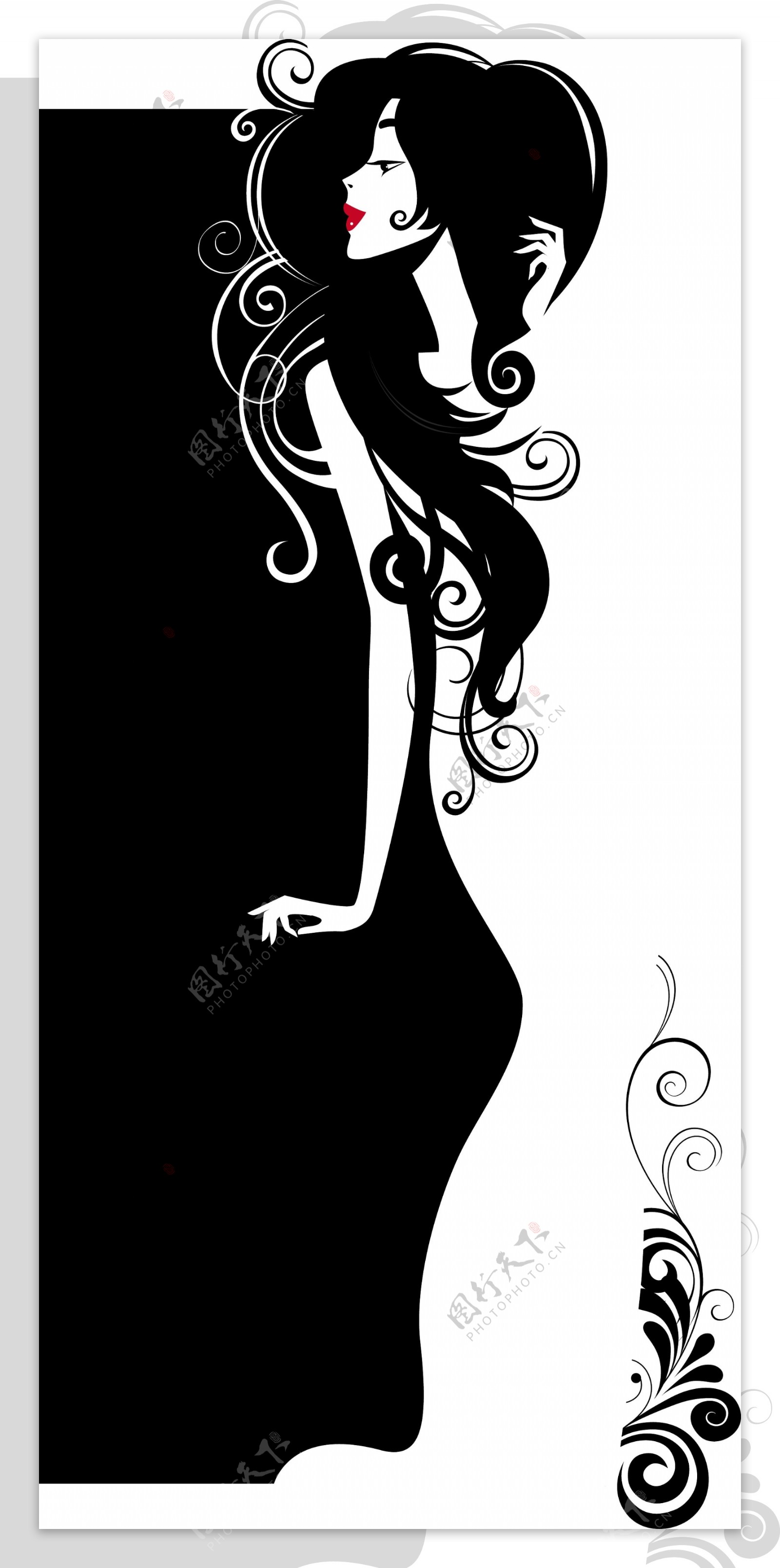 时尚美女剪影矢量素材