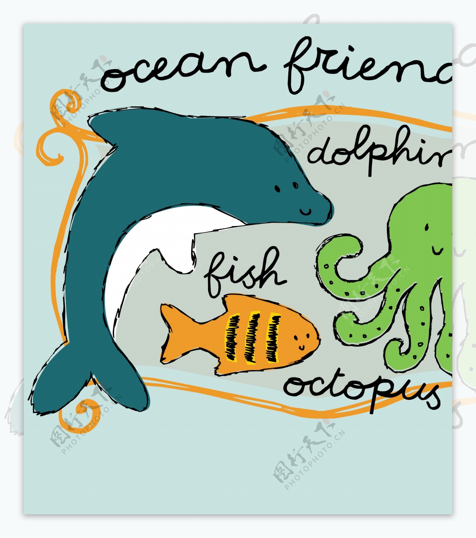 卡通海洋动物