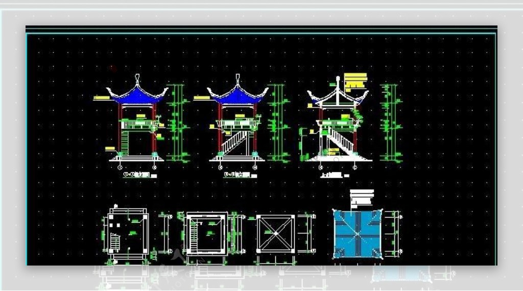 一套仿古四角楼建筑图