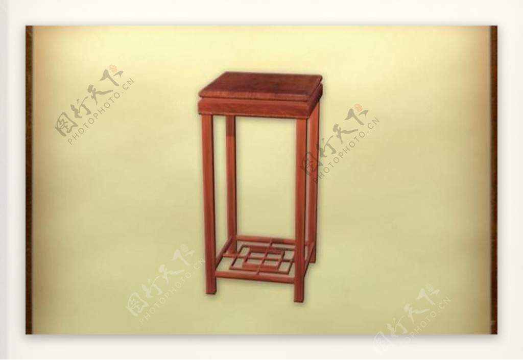 中国古典家具花架0043D模型