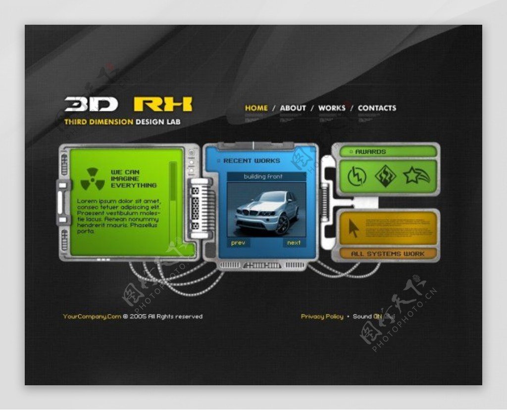 3D科技网站psd模板