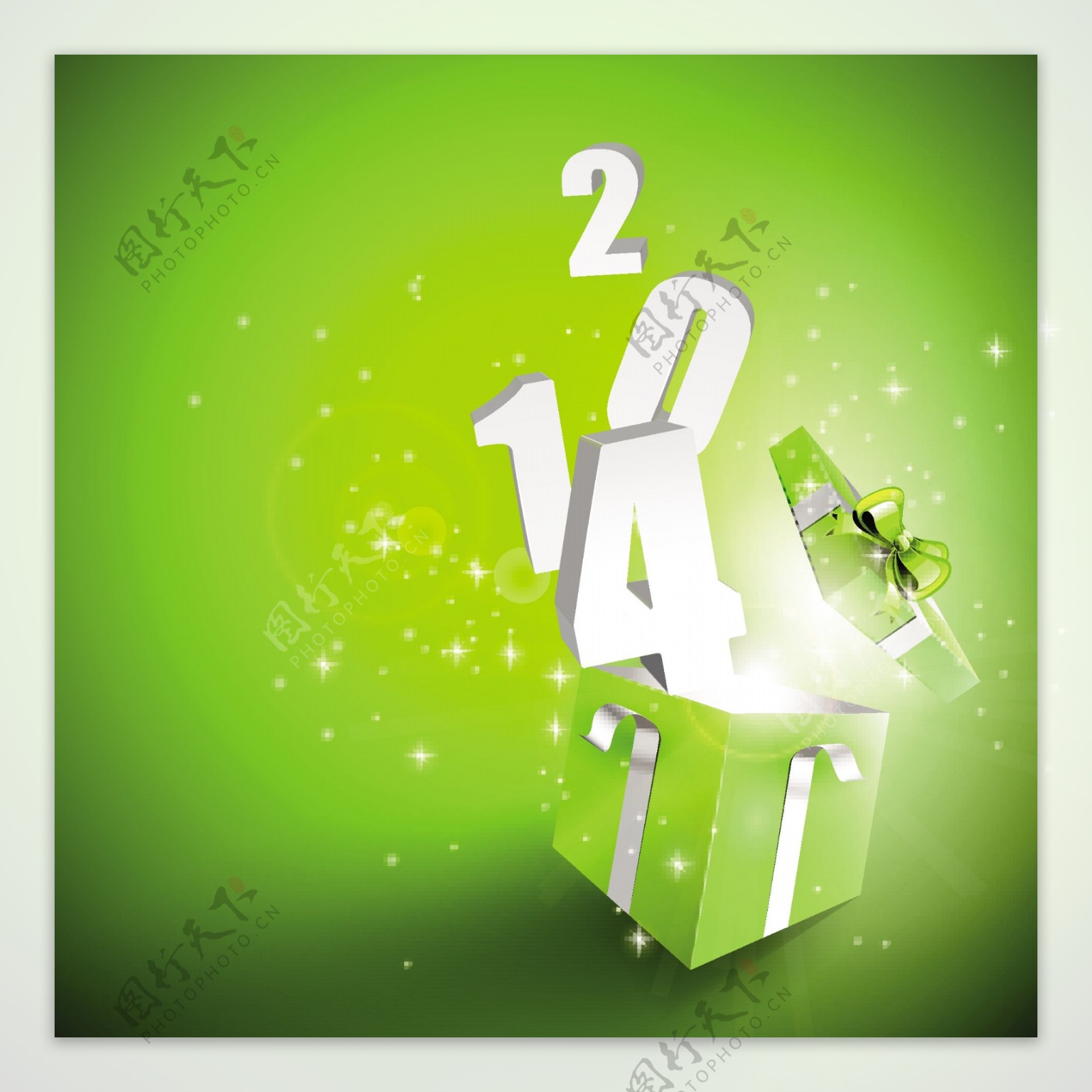 2014新年礼盒绿色背景