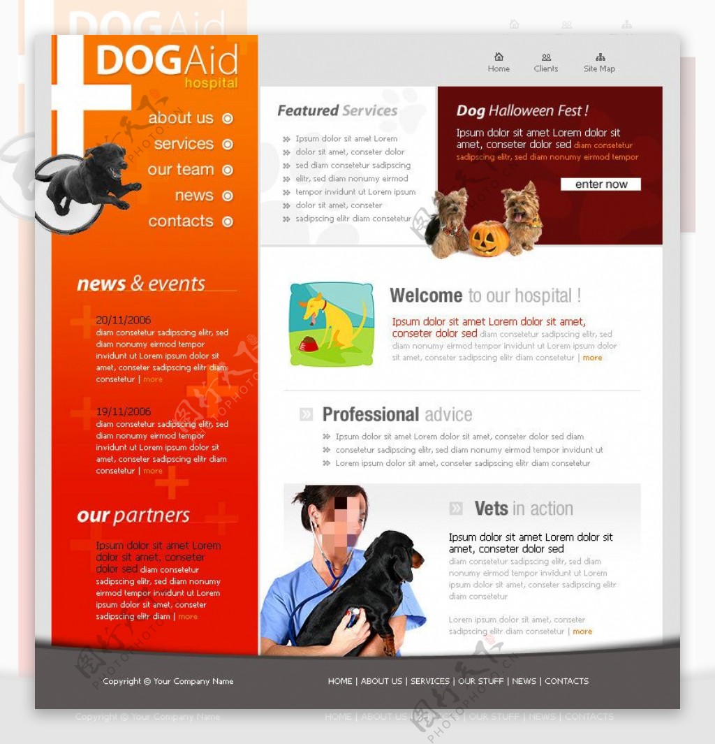 狗狗宠物网页psd模板