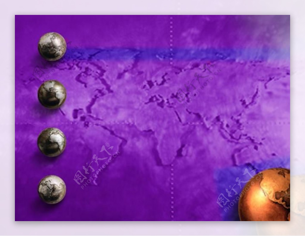 紫色世界地图ppt模板