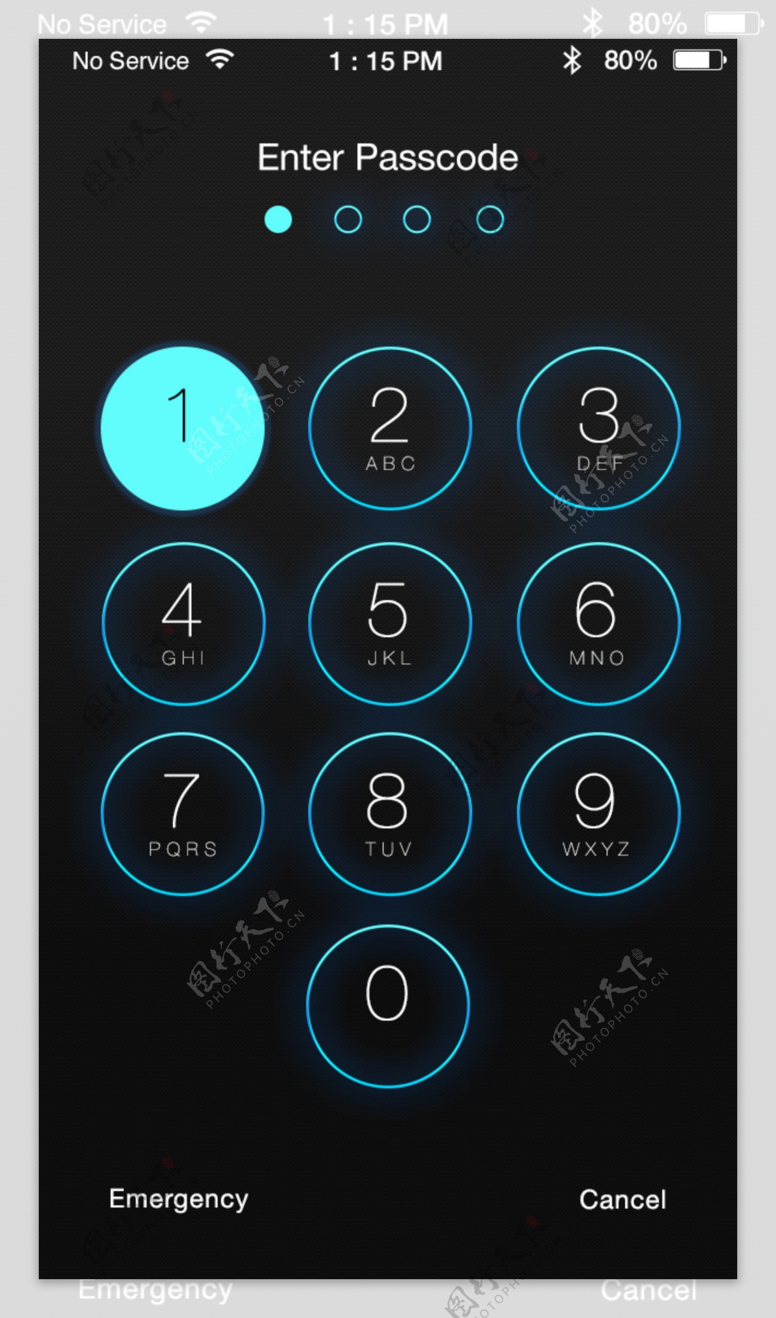 iOS7密码屏幕界面