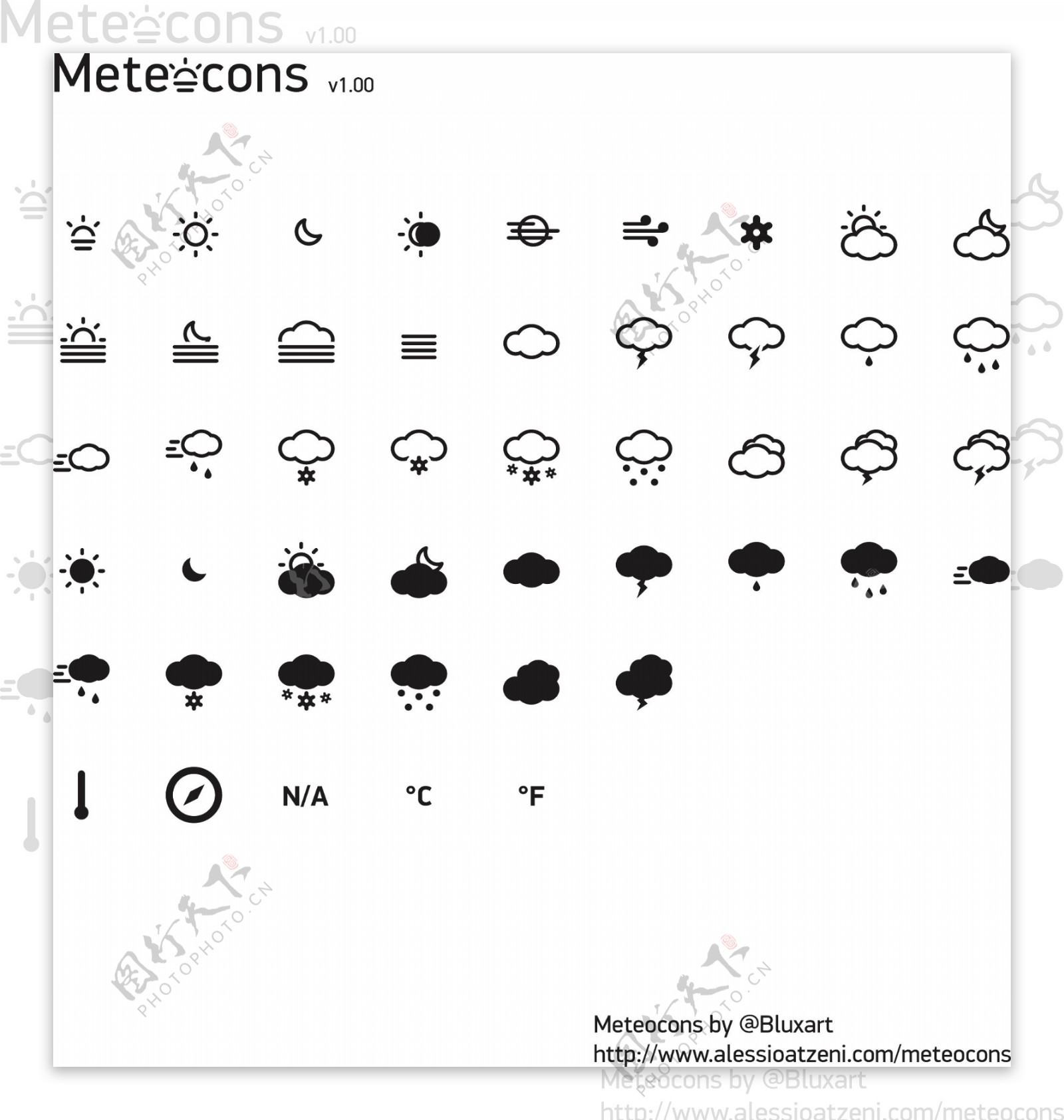 简洁轮廓矢量天气图标