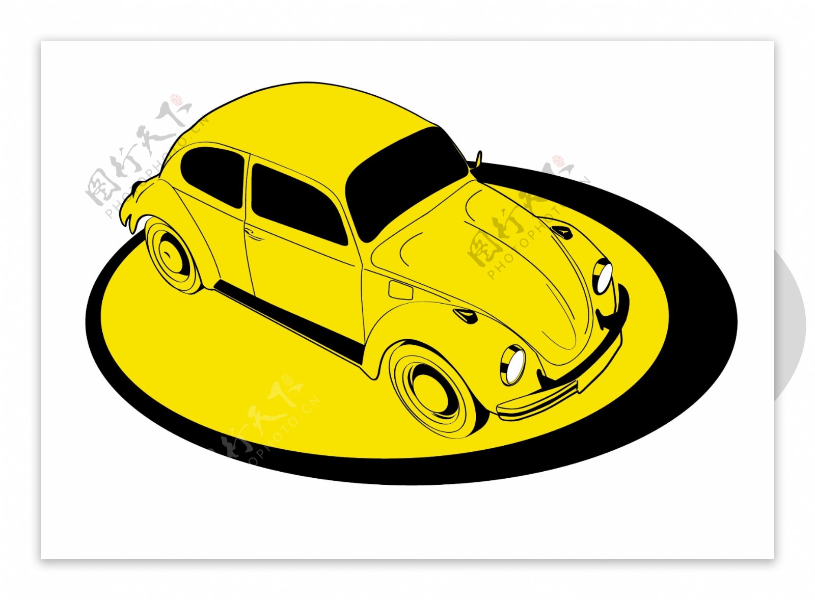 黄色小汽车矢量图AI