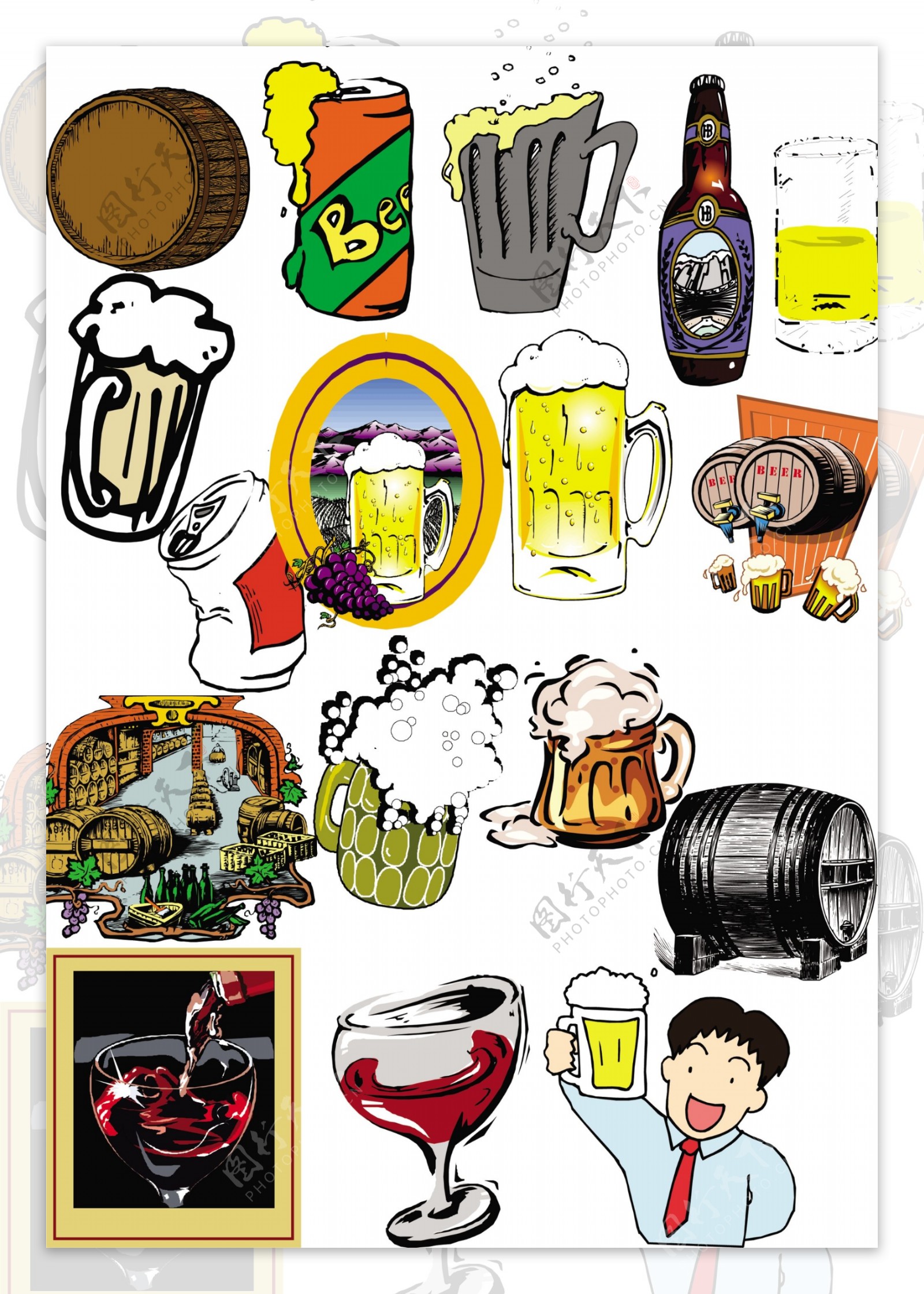 卡通啤酒图片