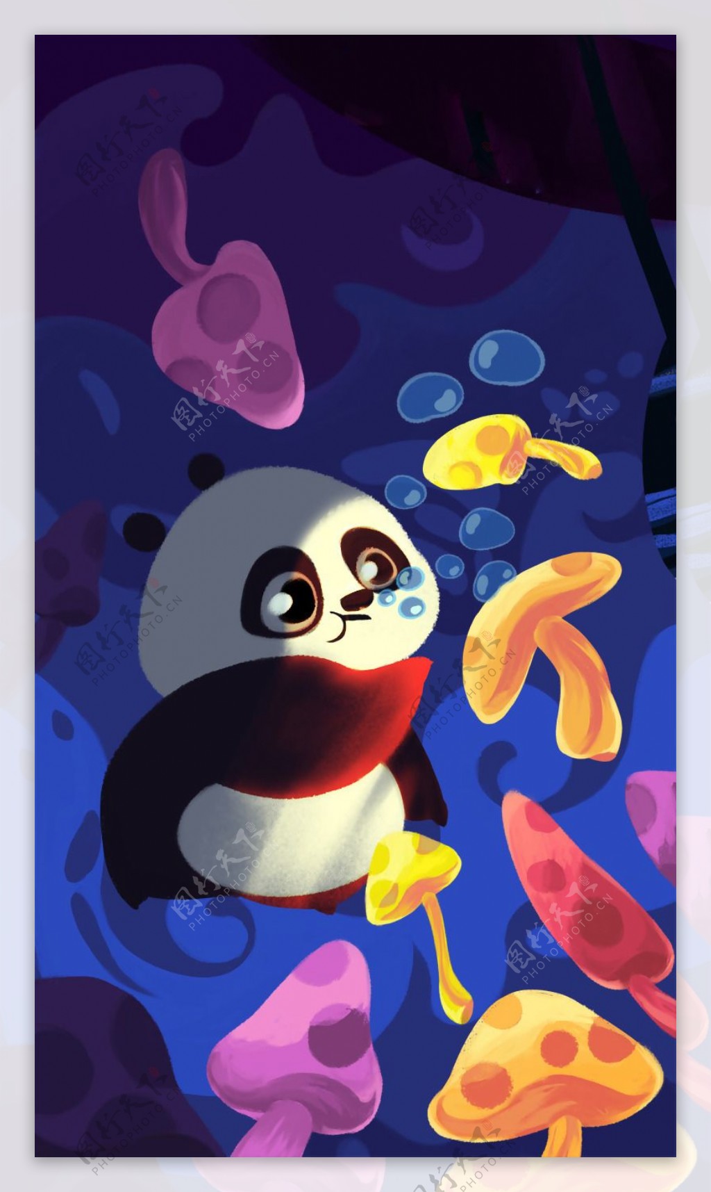 位图插画师simoninn中国熊猫生活元素免费素材