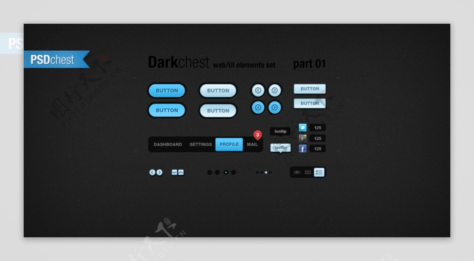 精美网页设计元素psd素材darkchestpart01
