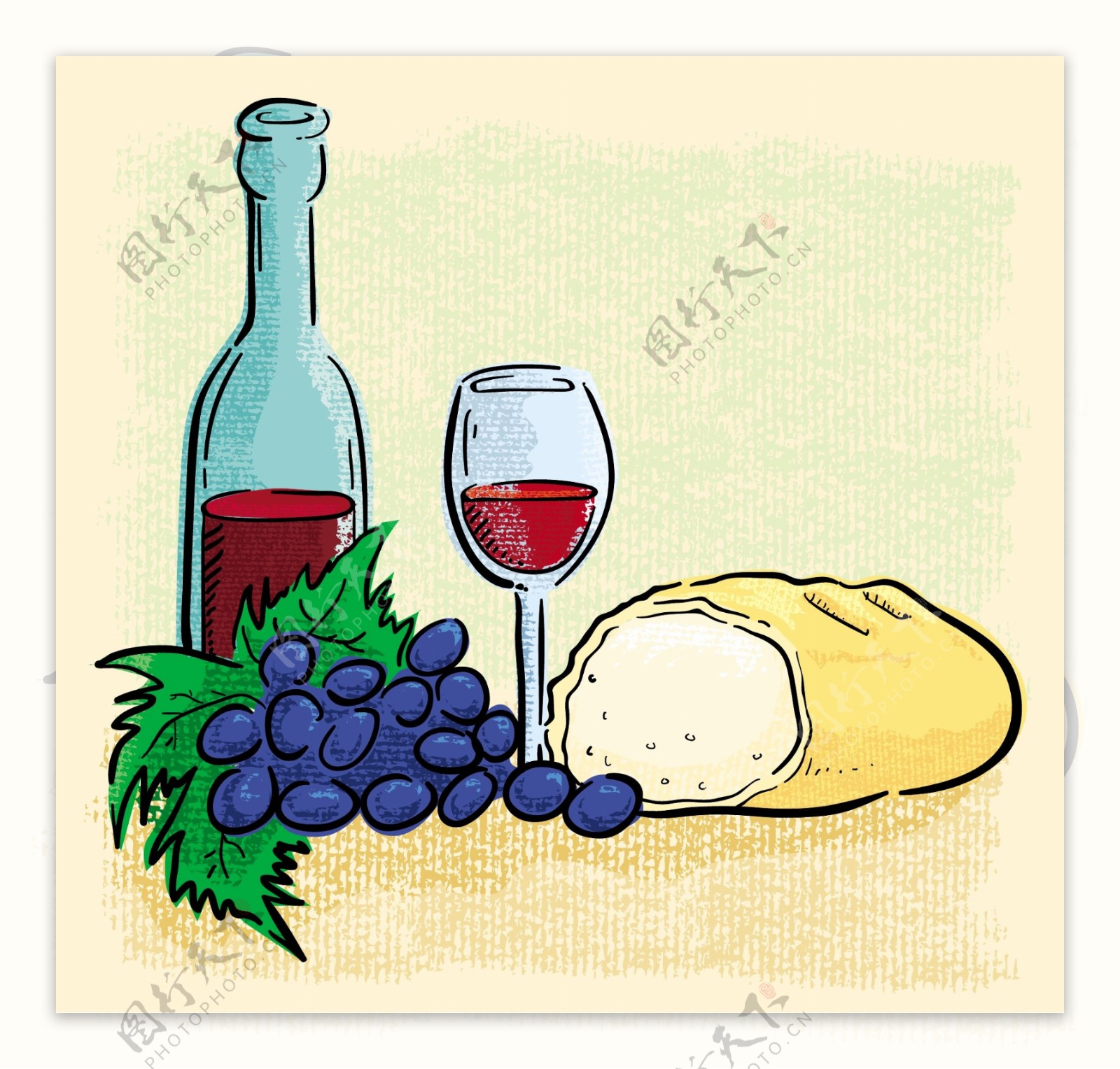 水果和葡萄酒矢量