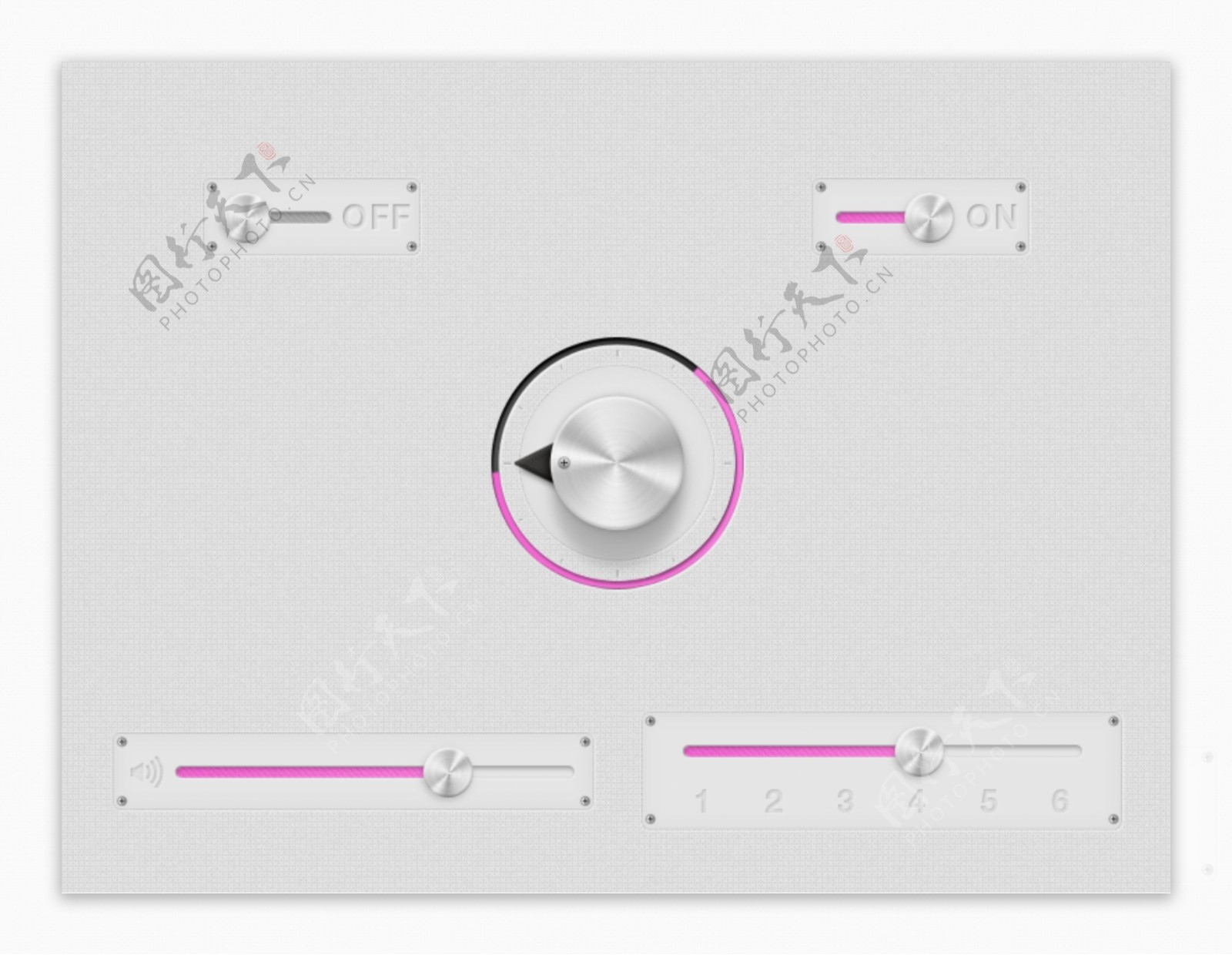 铬滑块和切换UI元素psd