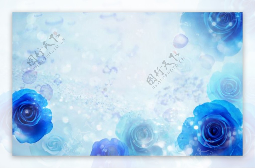 蓝色花朵PPT背景图片