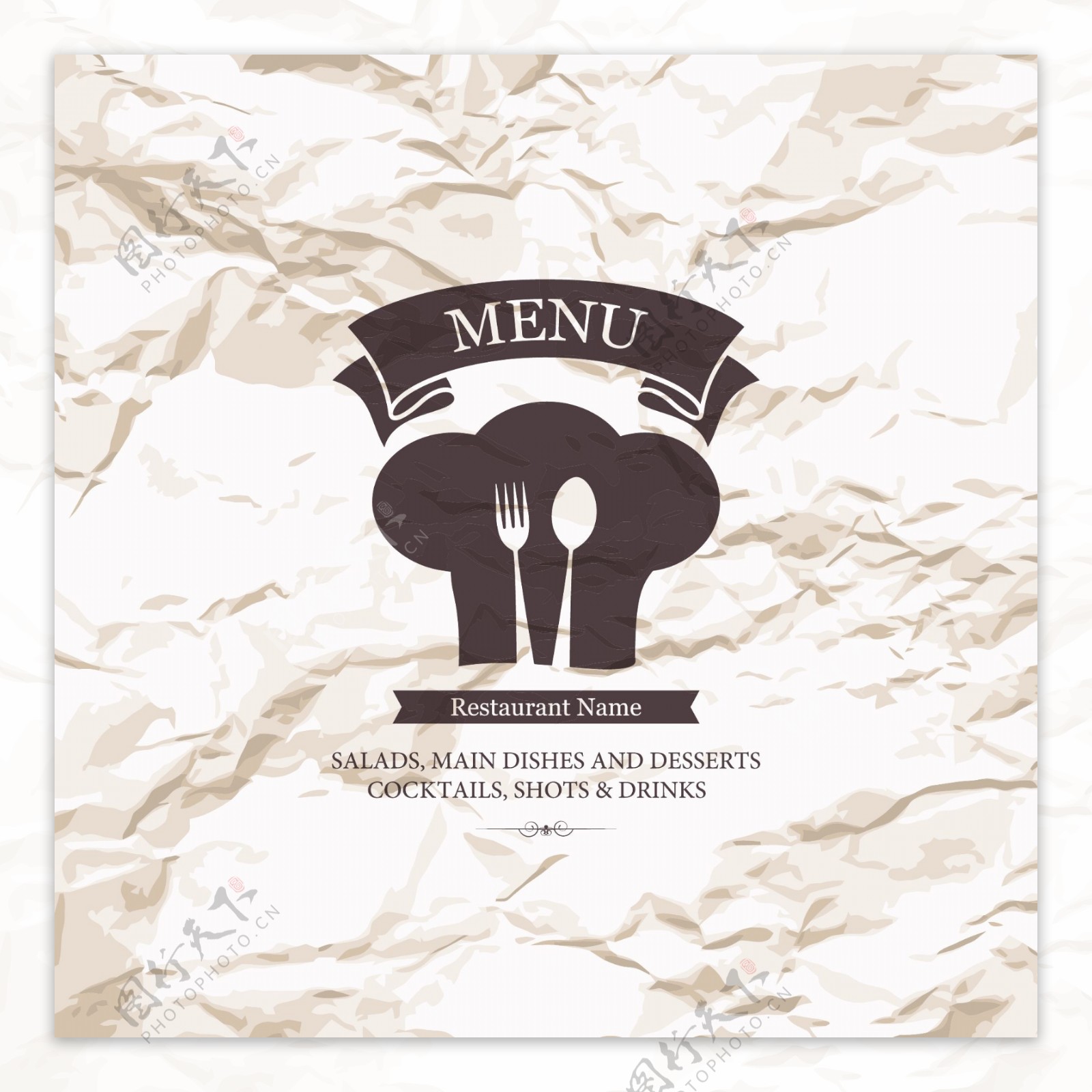 怀旧纸张西餐厅菜单封面图片