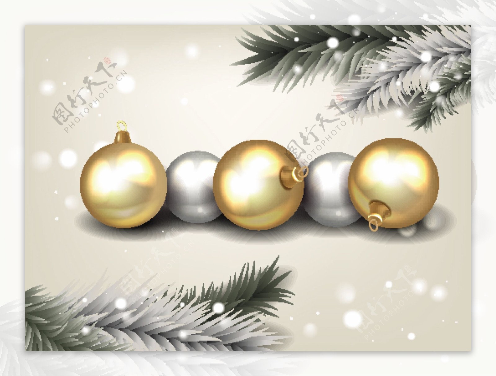金色银色圣诞吊球矢量素材