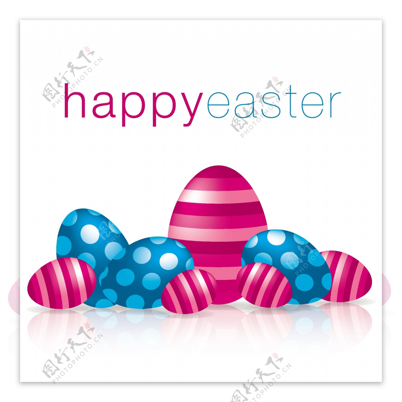 快乐的复活节彩蛋在矢量格式反射卡