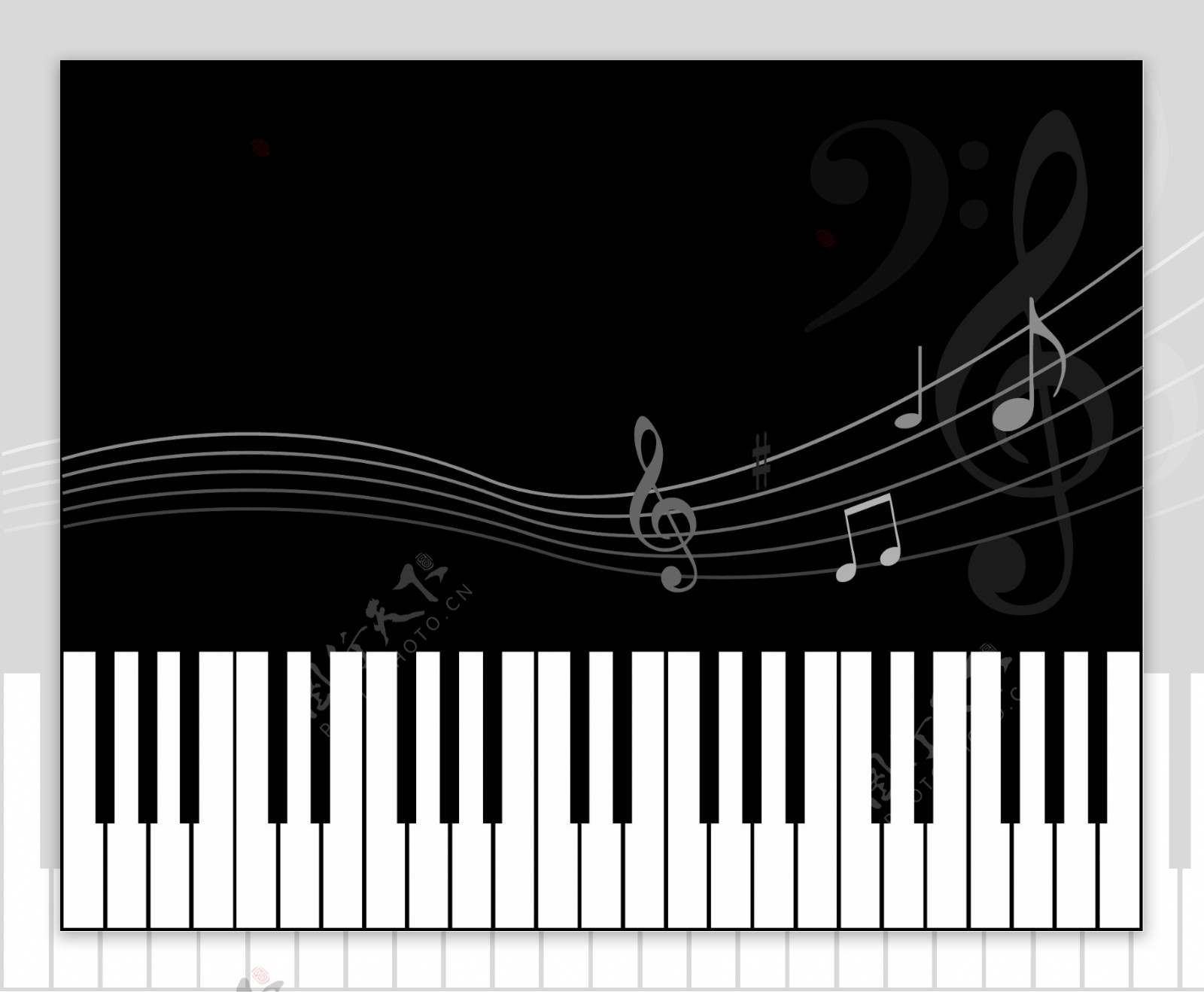 矢量音符黑白音符动感音符钢琴图片