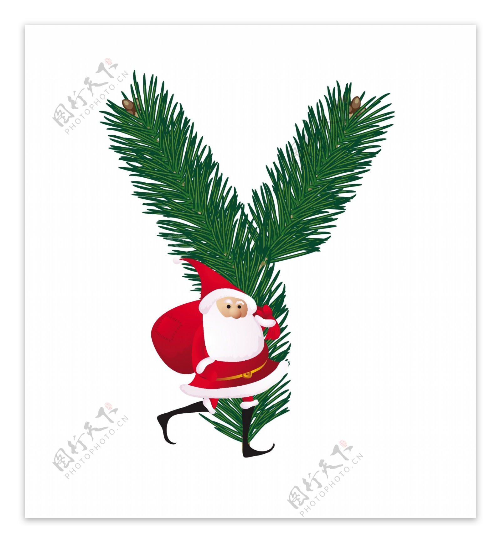 圣诞装饰杉树的ABC滑稽的圣诞老人的信Y向量
