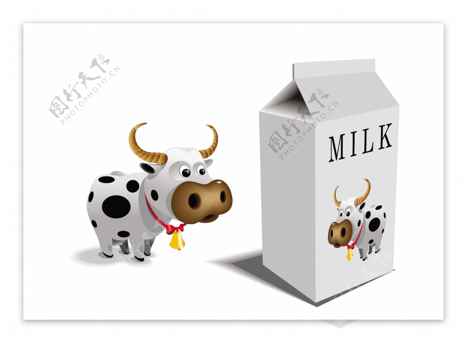 卡通牛奶盒牛矢量素材
