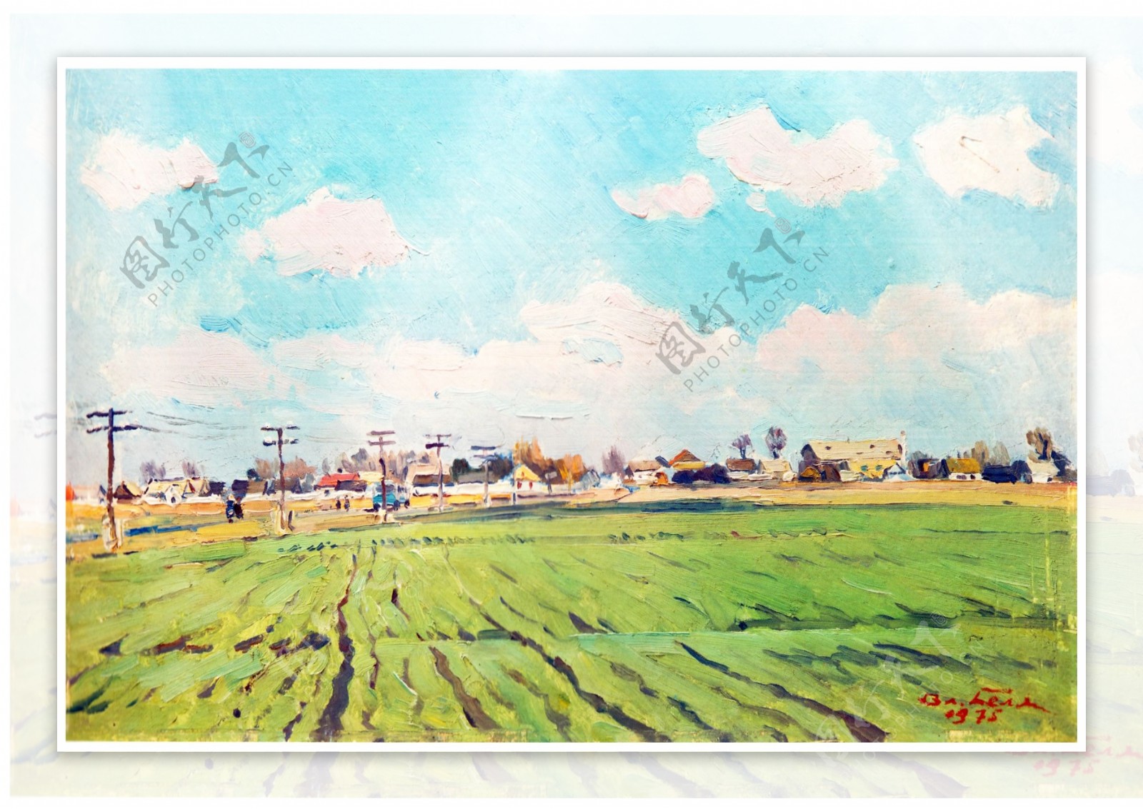 田野风景油画图片