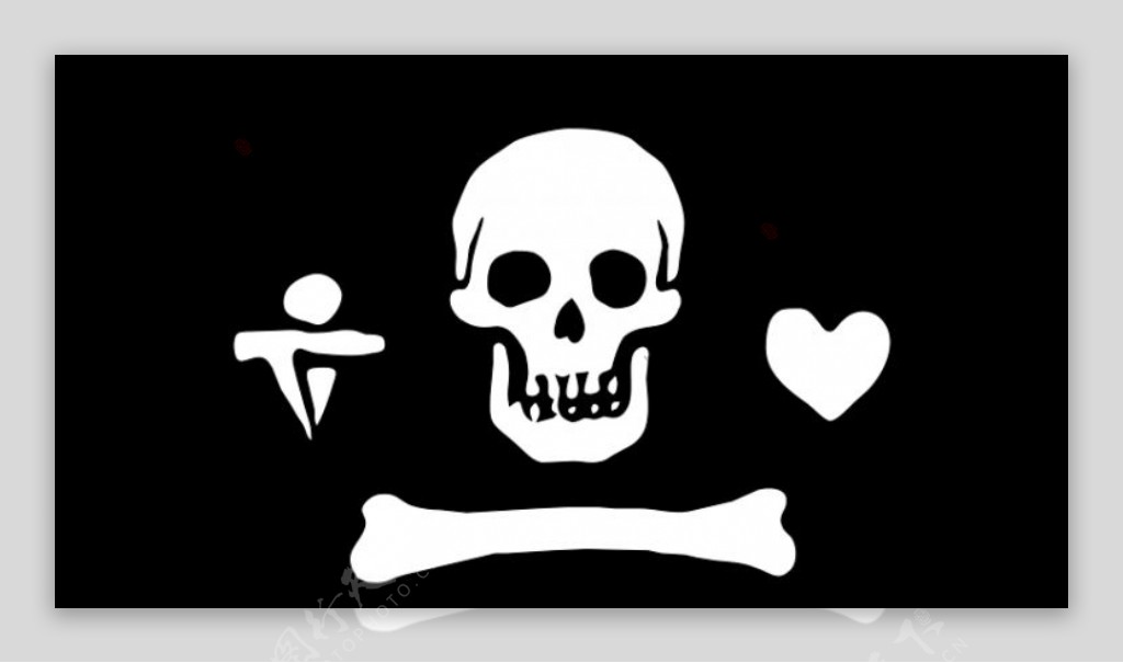 海盗旗的心脏和骨骼的矢量图像