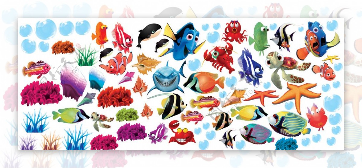 卡通海洋生物鱼类PSD设计素材