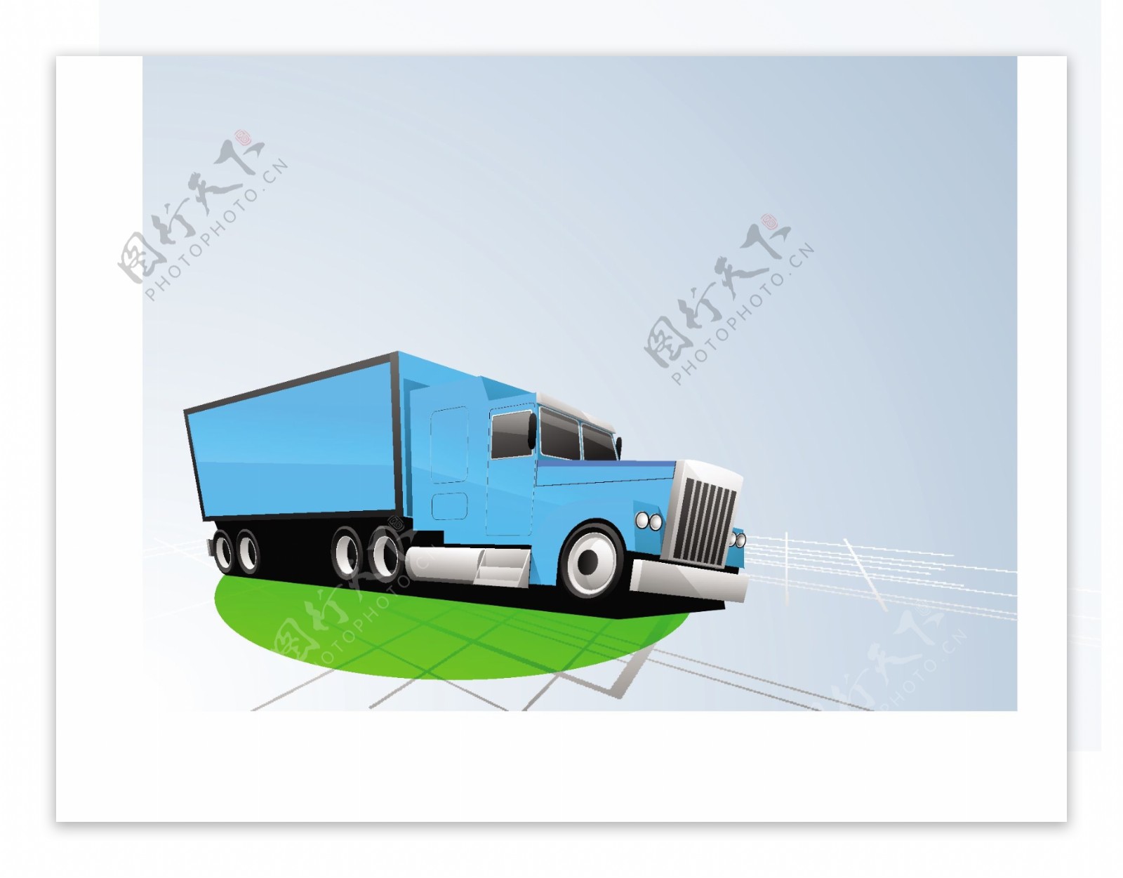 矢量插画的绿色交通的经典的卡车或装载吉普车