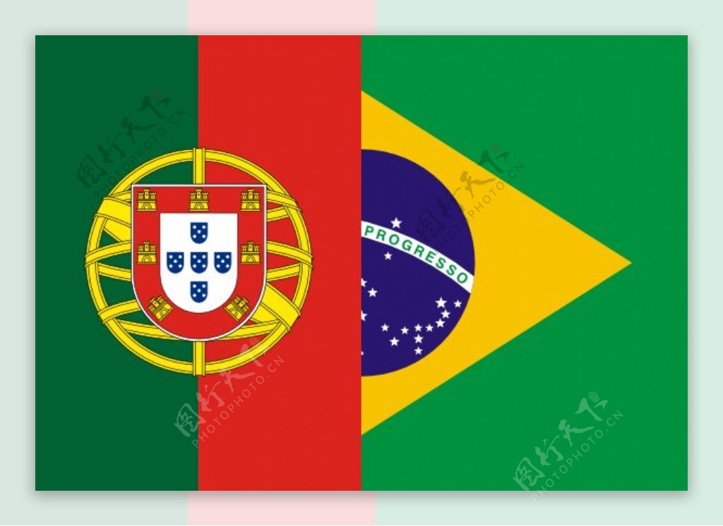 巴西和葡萄牙的剪辑艺术的旗帜