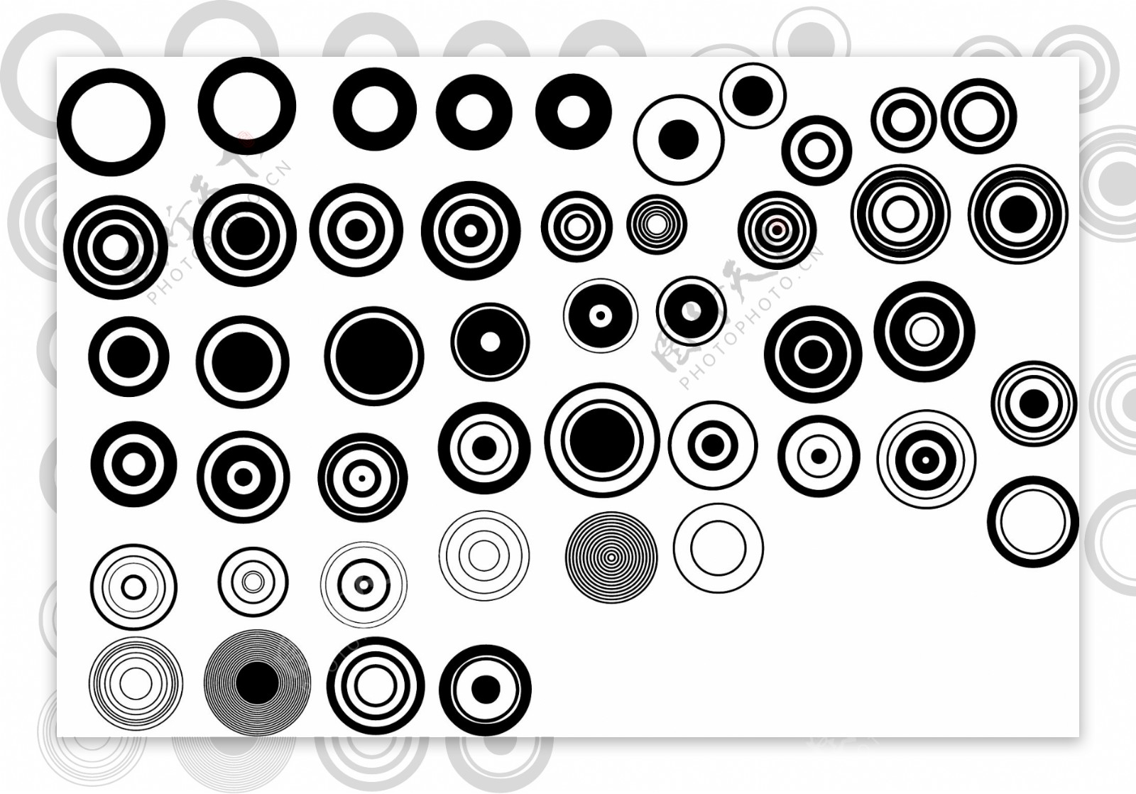 黑色和白色的设计元素矢量系列1简单圆