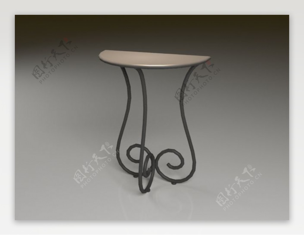 3D欧式半圆桌玄关桌