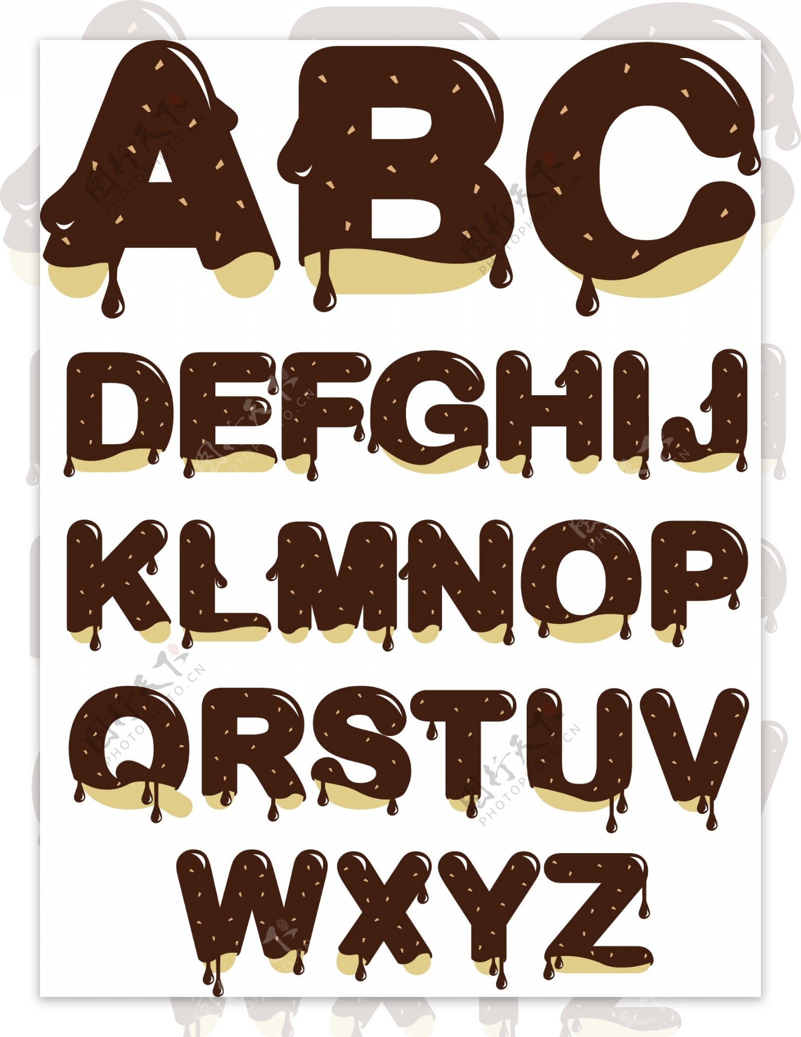 巧克力英文字母矢量素材