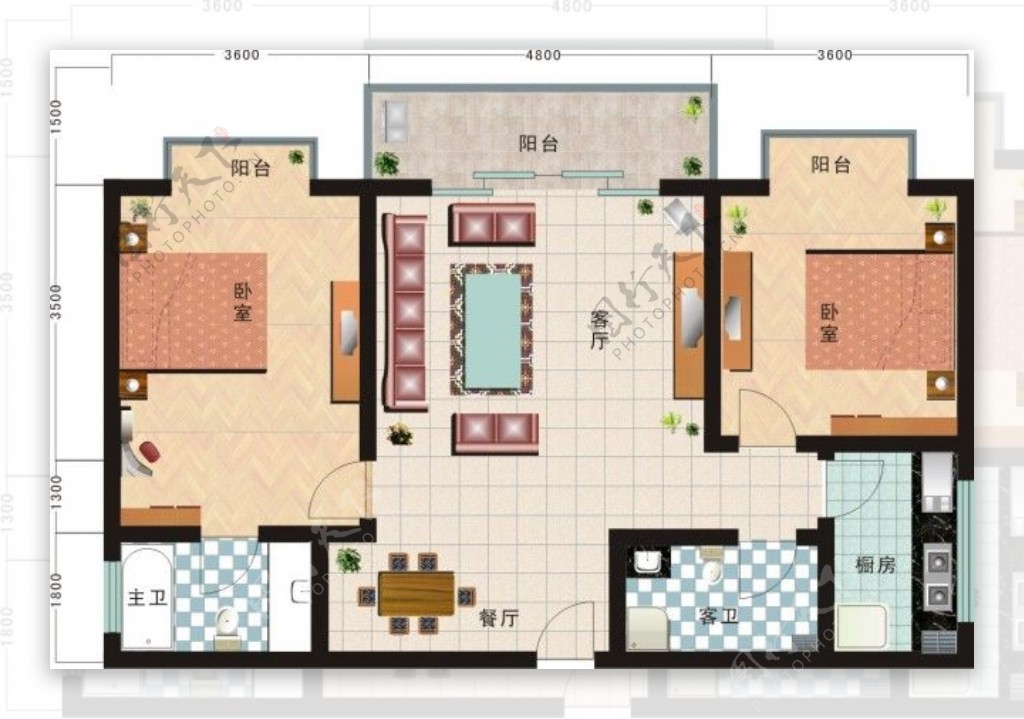 家居平面布置图矢量素材