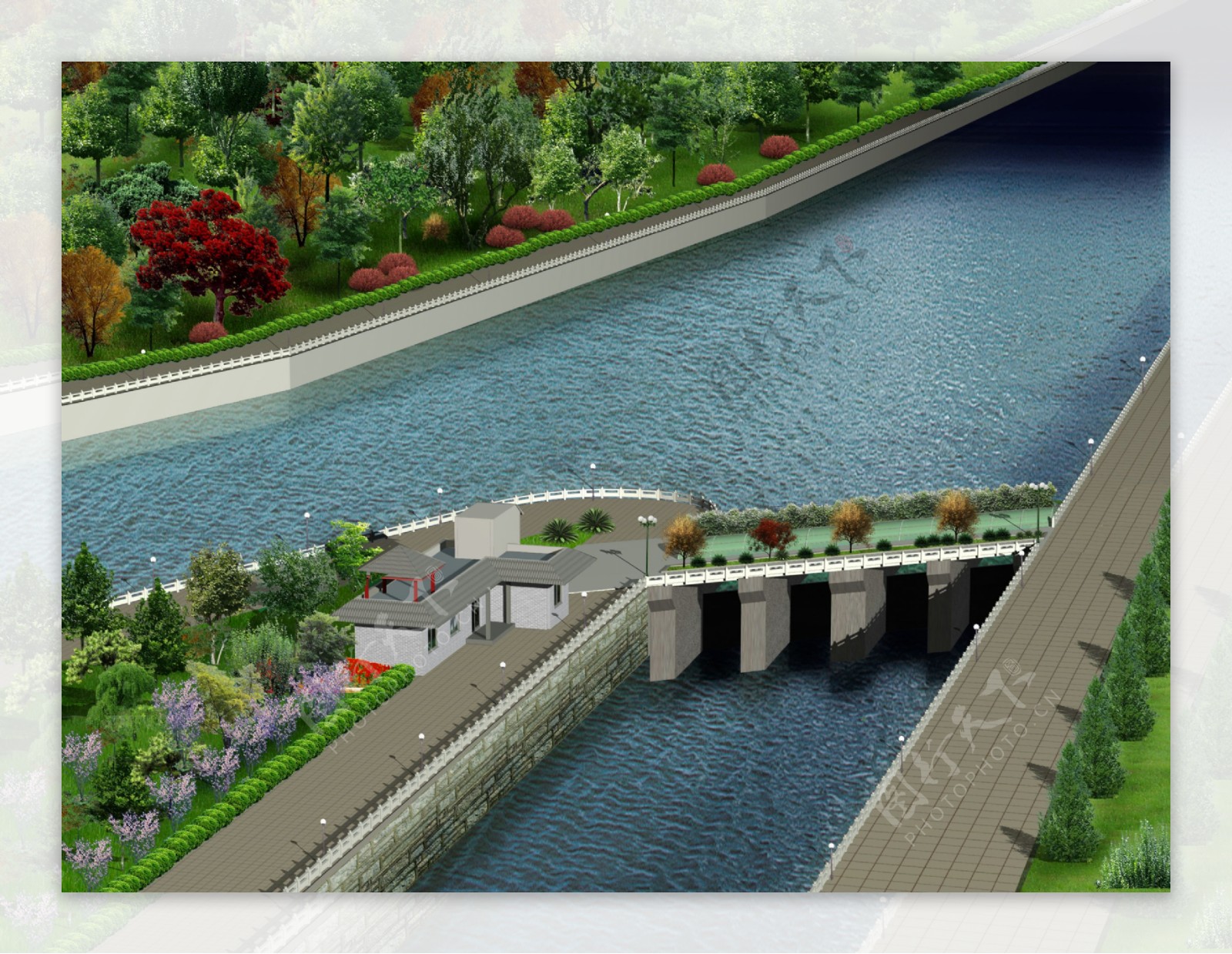 水闸入河口景观设计图片
