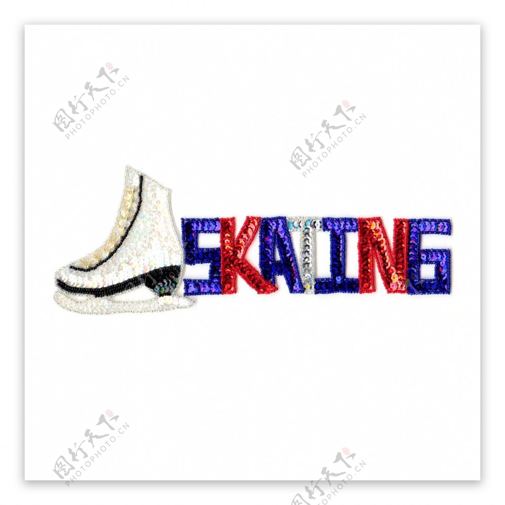 亮片文字英文生活元素溜冰鞋免费素材