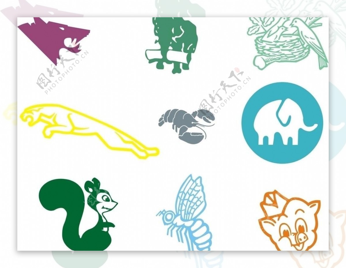 logo矢量抽象卡通动物小图标图片